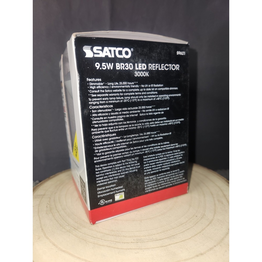 Satco S9621 105° Very Wide Flood LED 9.5W =65W BR30 Medium E26 3000K Soft White - Picture 4 of 7